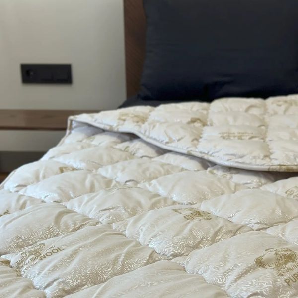 Ковдра з наповнювачем із овечої вовни Pure wool тканина мікрофібра, стьобана 180х210 см двоспальна 6060 фото